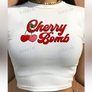 Shein cherry bomb baby tee size small
